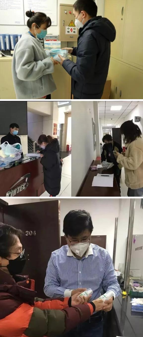 發放防護物資：口罩、手套、消毒液、洗手液